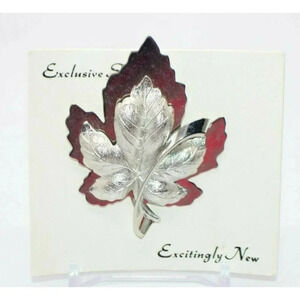 Pcraft Silver Tone Large 3D Leaf Textured Pin